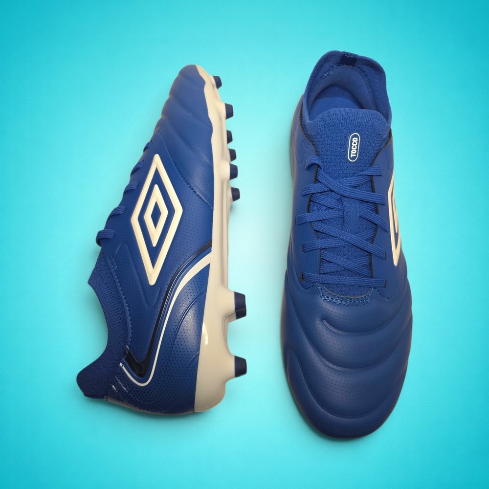 New Umbro Tocco V Premier FG Men's Blue & White Soccer Cleats, Size 7.5 - Picture 4 of 8